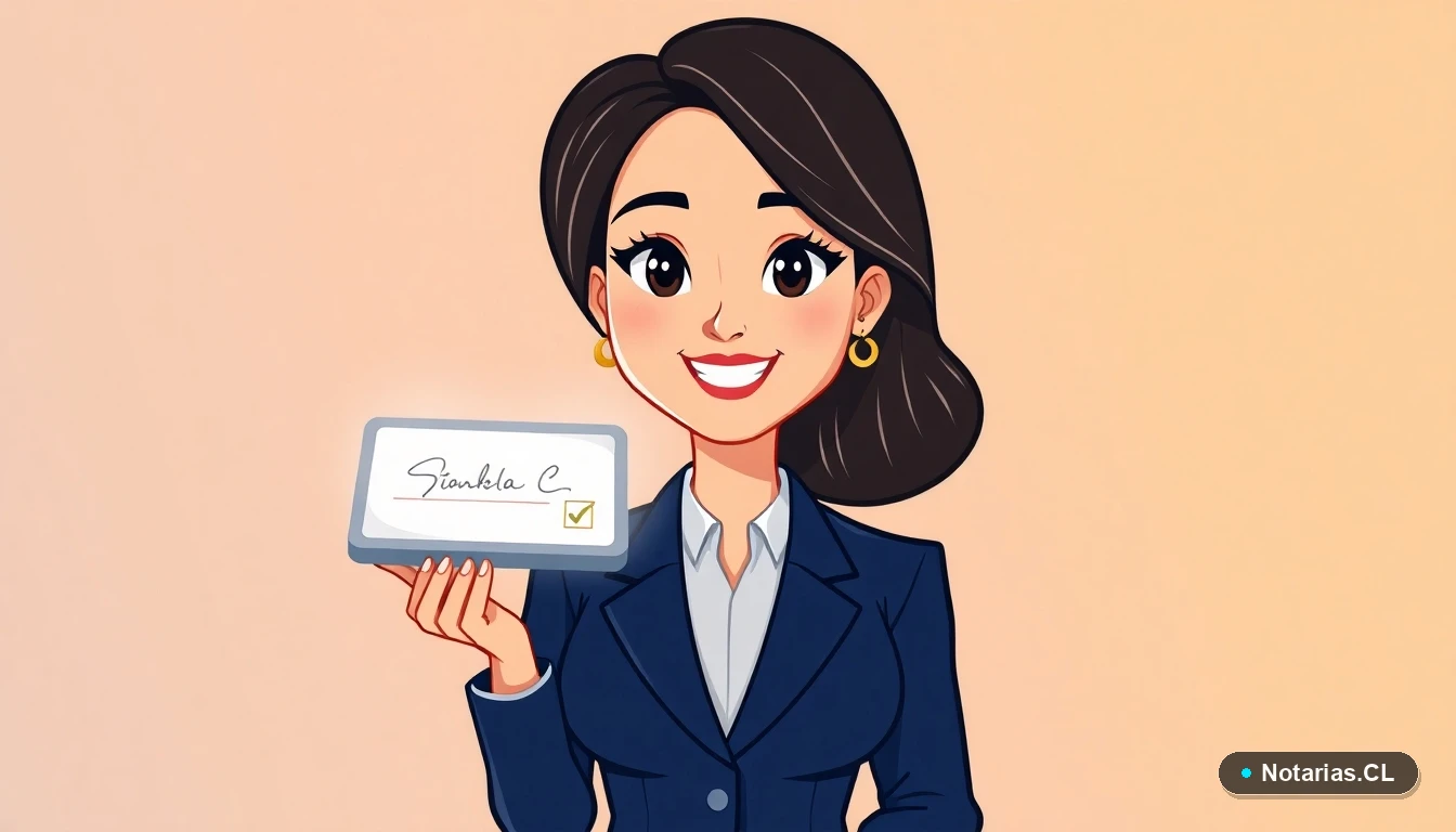 Ilustración de abogada explicando el uso de la firma electrónica avanzada en Chile