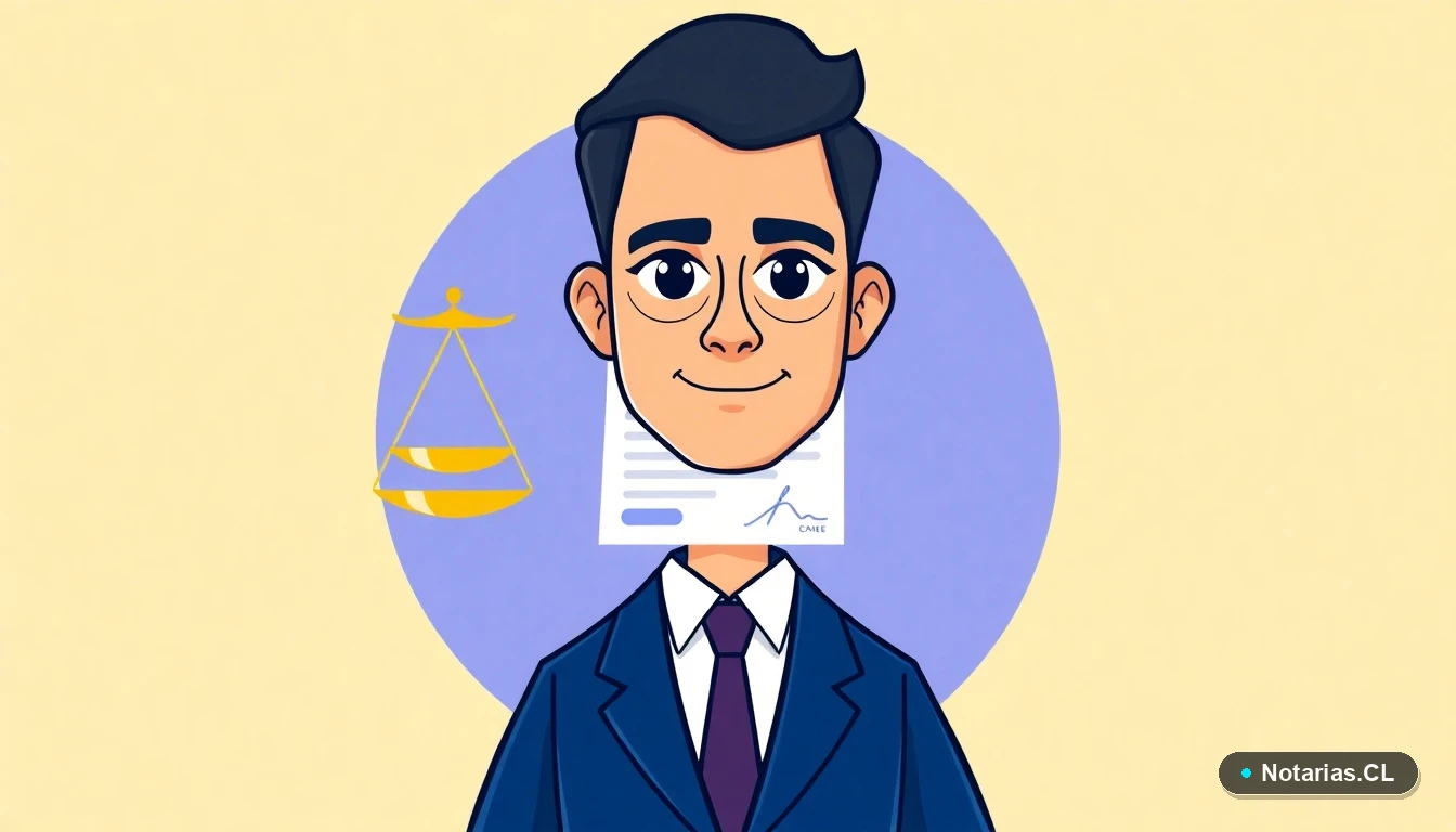 Ilustración de documento legal digital y balanza de la justicia, representando los conceptos de firma, acuerdo y equidad en el marco de la nueva legislación laboral chilena.