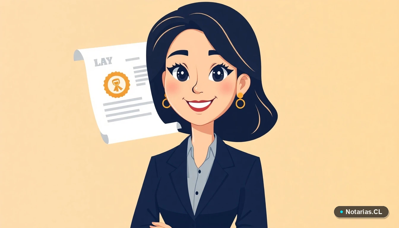 Ilustración de una abogada asesorando sobre el trámite de posesión efectiva intestada en Chile.