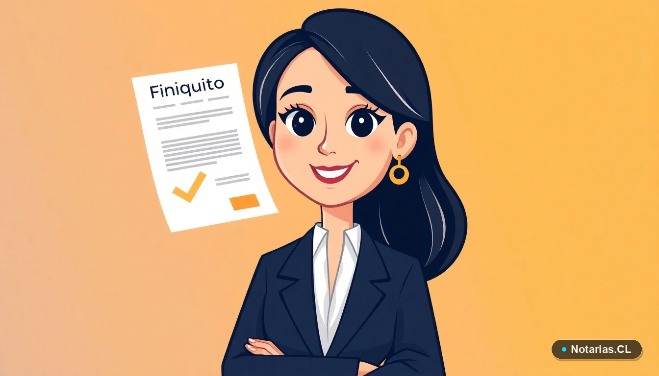 Ilustración de una abogada explicando los pasos para reclamar un finiquito no pagado en Chile.