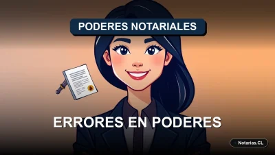 Ilustración profesional que representa la correcta elaboración de poderes notariales en Chile. Una abogada experta asesora sobre cómo evitar errores comunes en estos documentos legales.