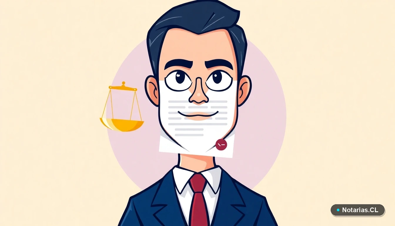 Ilustración de documento legal digital con icono de firma y balanza de la justicia, representando el proceso formal de modificación contractual laboral en Chile.